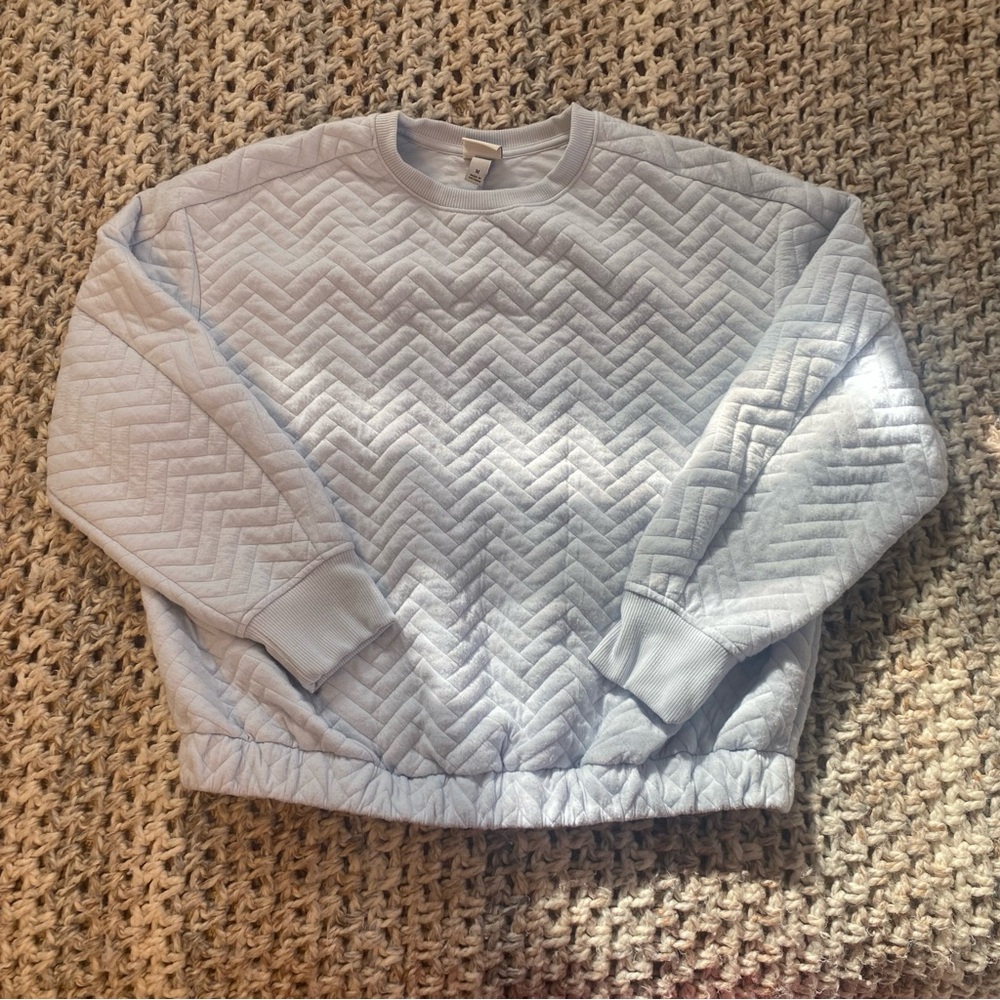 Cozy Quilted Sweatshirt with Ribbed Cuffs & Cinched Hem women’s M by a new day